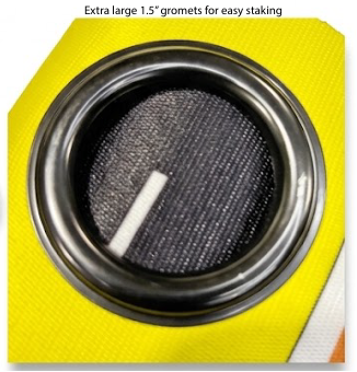 a close up photo of a soil profile tape with large grommets