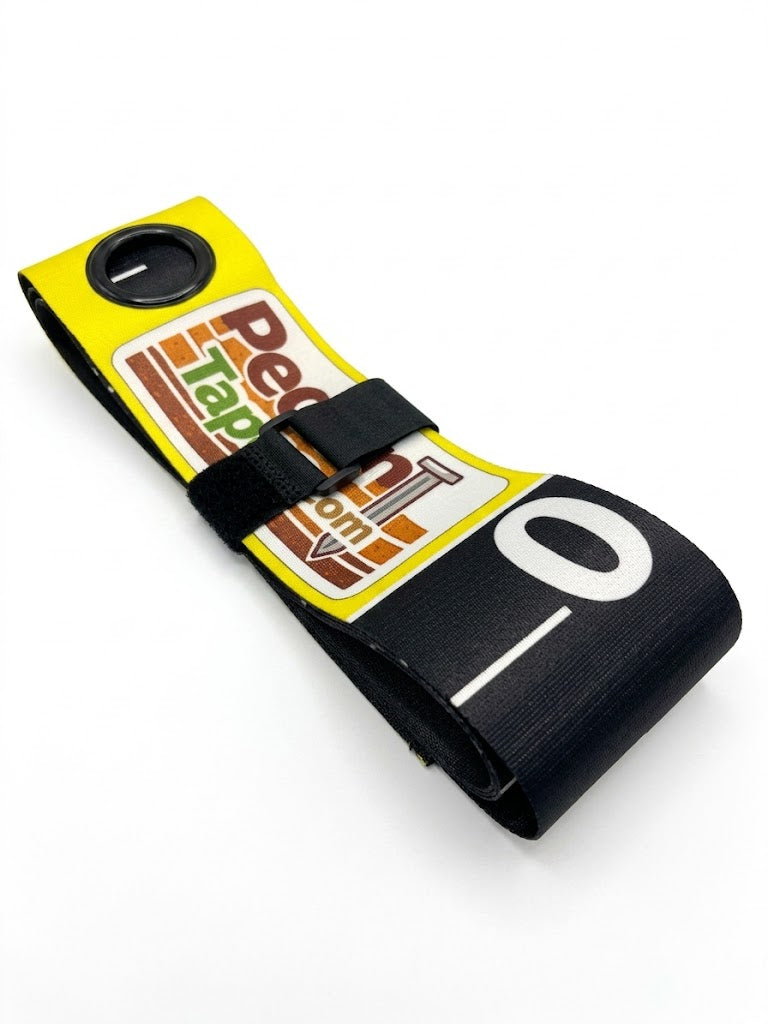 A soil measuring tape with velcro closure